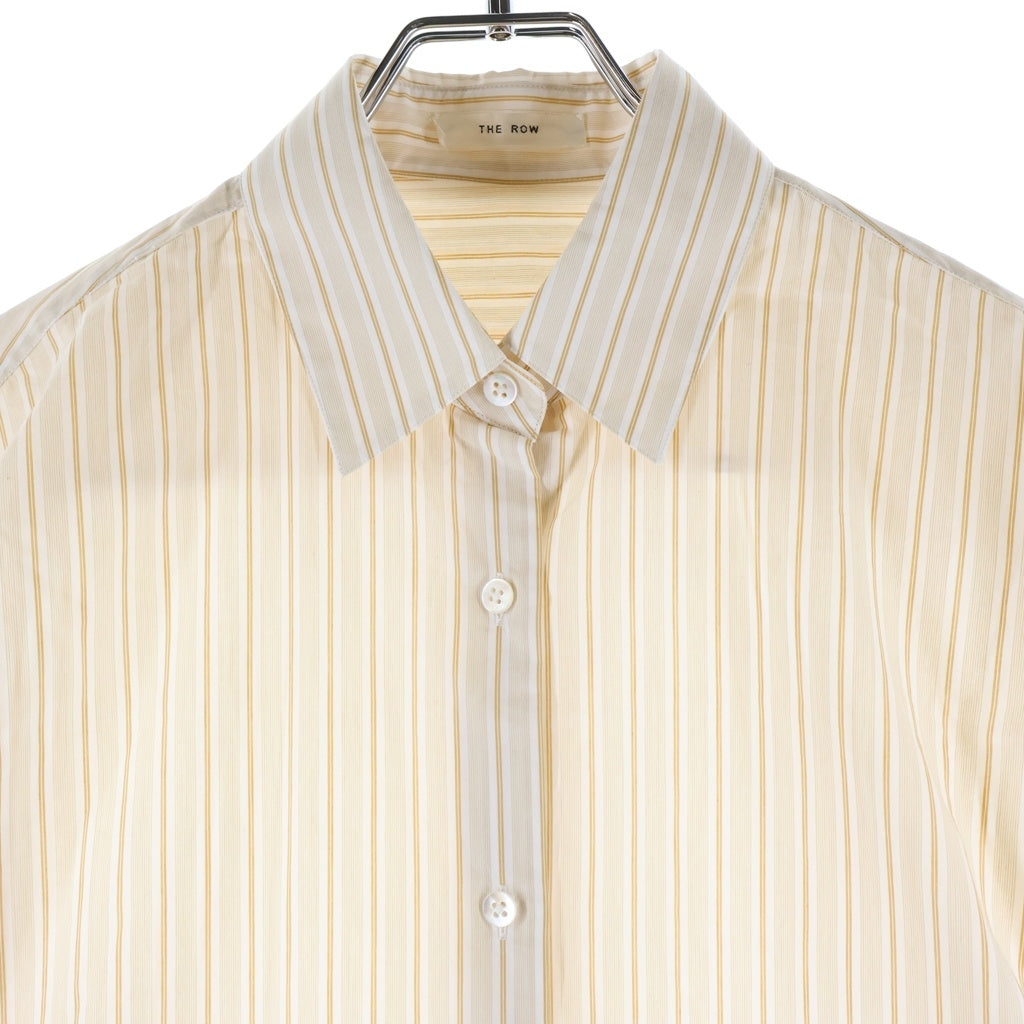 THE ROW(ザロウ) CASTER SHIRT キャスター ストライプ オーガニックコットン レギュラーカラー 長袖シャツ ベージュ 8629-W3584 レディース
