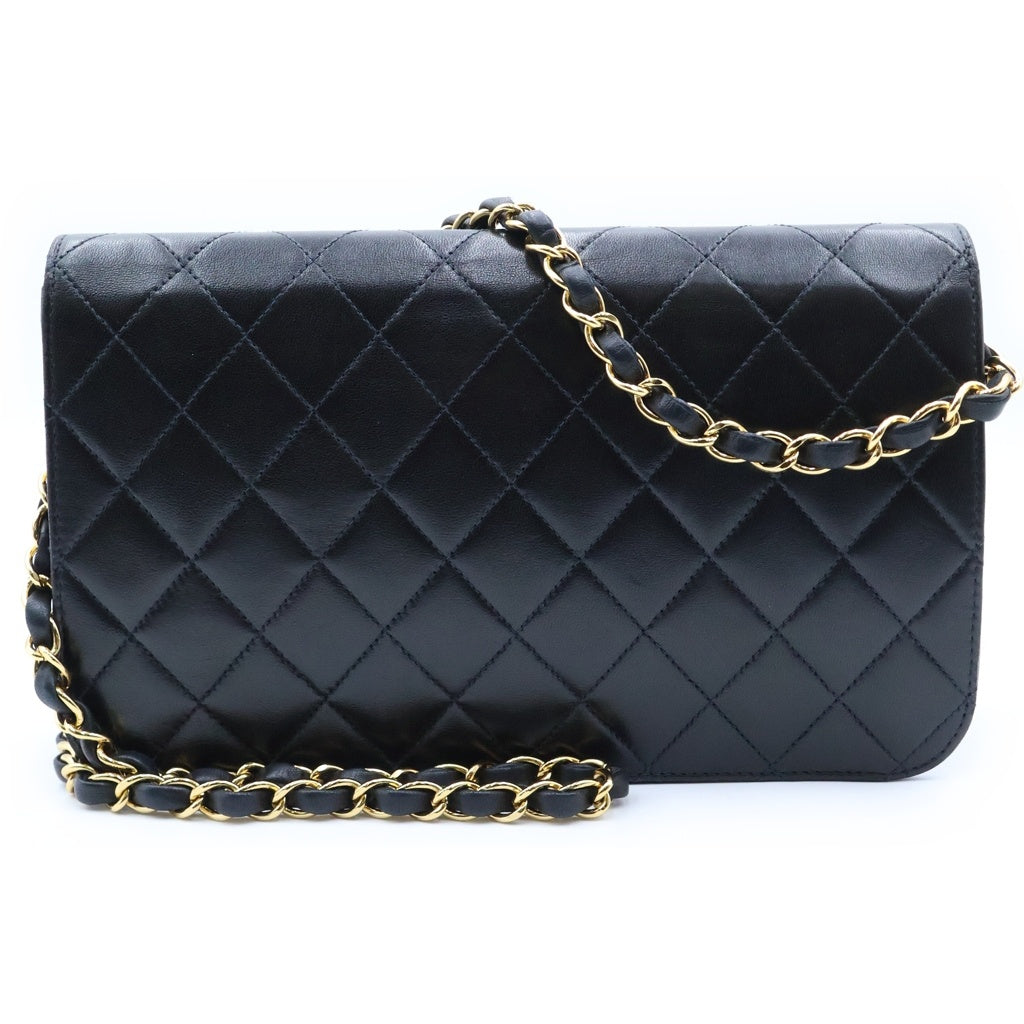 CHANEL(シャネル) マトラッセ プッシュロック フルフラップ チェーンショルダーバッグ ゴールド金具 ラムスキン ブラック レディース