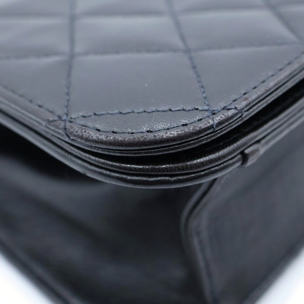CHANEL(シャネル) マトラッセ プッシュロック フルフラップ チェーンショルダーバッグ ゴールド金具 ラムスキン ブラック レディース