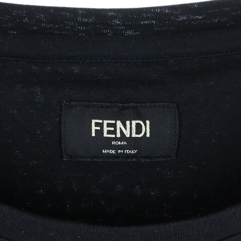 FENDI(フェンディ) ボックスロゴクルーネック半袖Tシャツ カットソー ブラック FY0894 A28U レディース