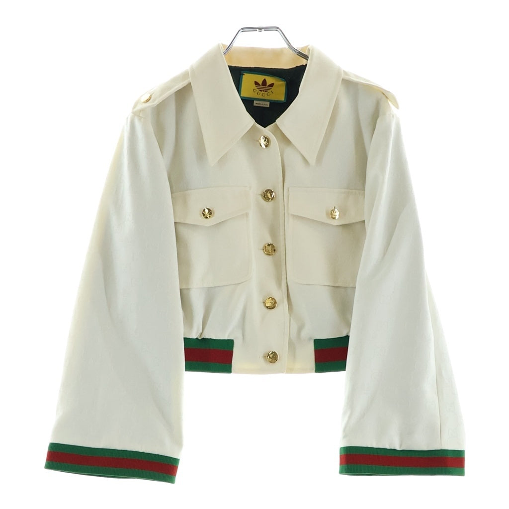 GUCCI(グッチ) ×ADIDAS アディダス ウェブストライプ クロップド ジャケット アイボリー 702987