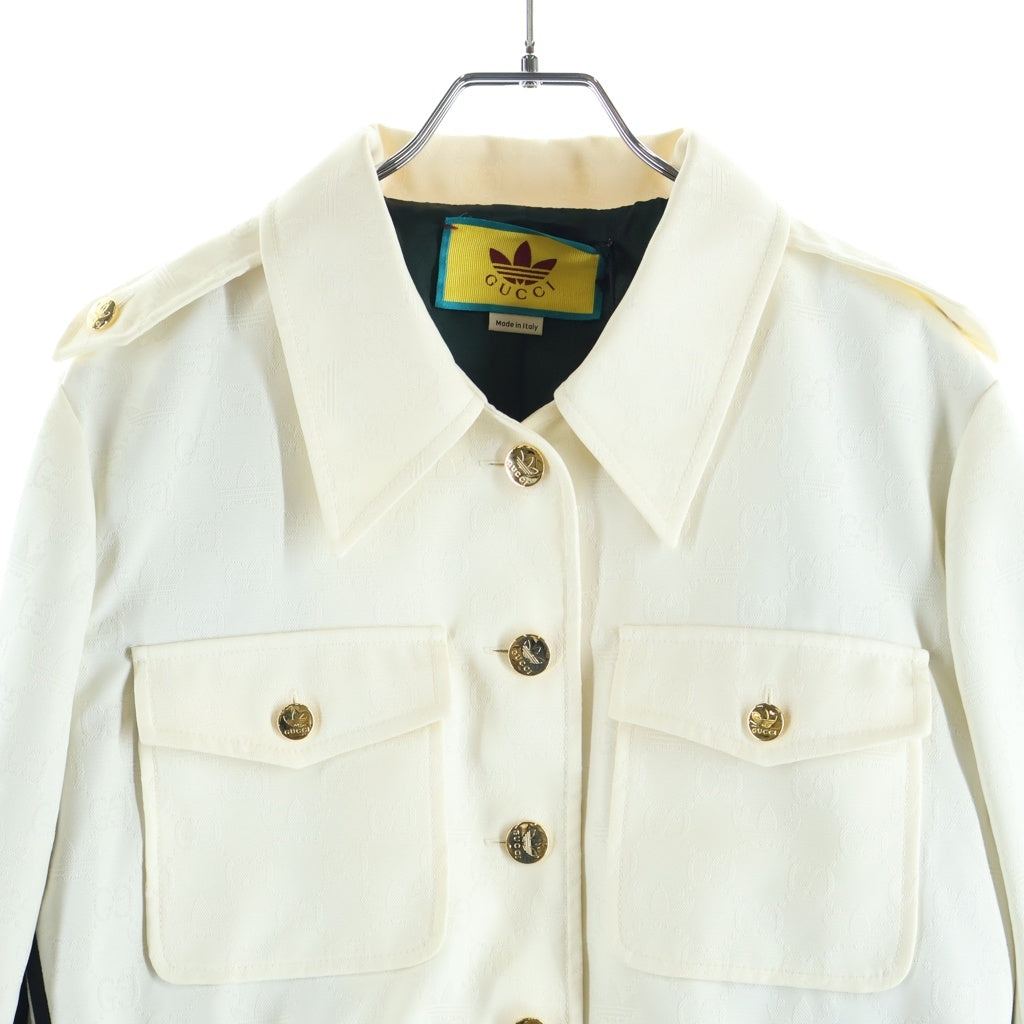 GUCCI(グッチ) ×ADIDAS アディダス ウェブストライプ クロップド ジャケット アイボリー 702987