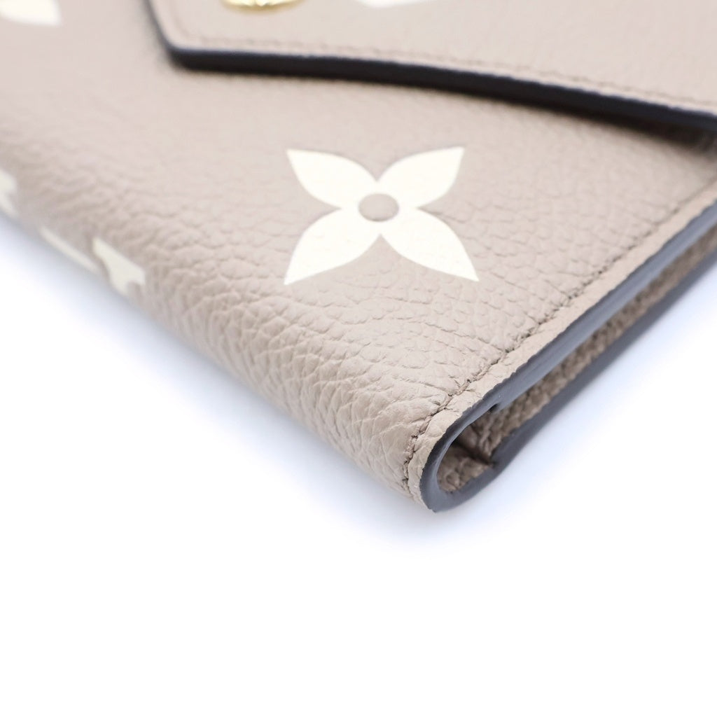 LOUIS VUITTON(ルイヴィトン) モノグラムアンプラント ポルトフォイユ ヴィクトリーヌ コンパクトウォレット 三つ折り財布 ベージュ レザー M81861 ゴールド金具 レディース