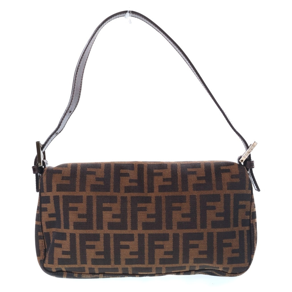 FENDI(フェンディ) ズッカ マンマバケット ワンショルダーバッグ ブラウン レザー×キャンバス シルバー金具 レディース