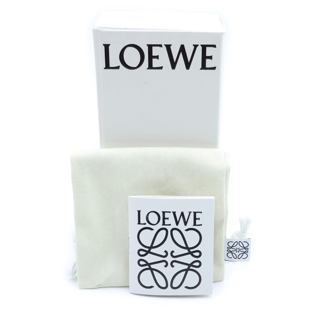 LOEWE(ロエベ) ブレイデッド ストラップ キーリング バッグチャーム ブラウン×ベージュ レザー×GP ゴールド金具 レディース