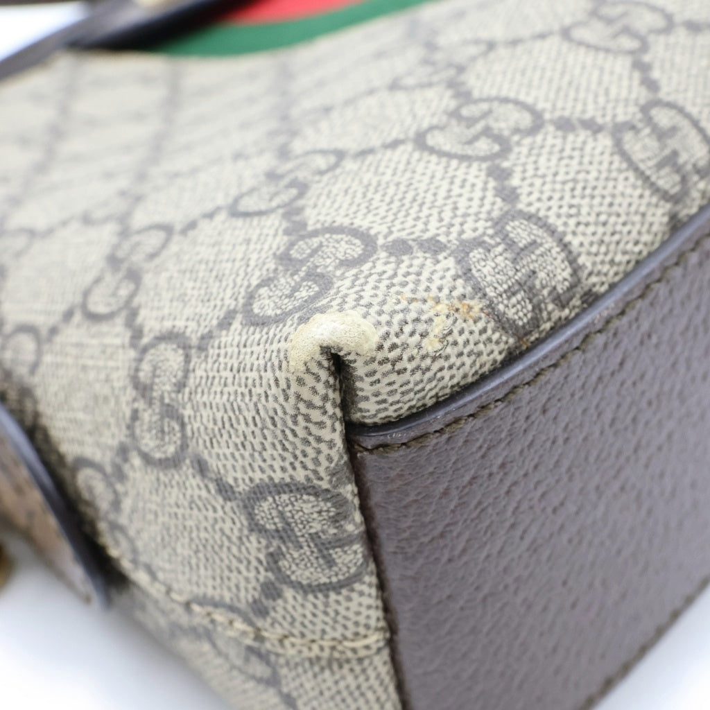GUCCI(グッチ) GGスプリーム オフィディア ショルダーバッグ ベージュ×ブラウン PVC×レザー 499621 ゴールド金具 レディース