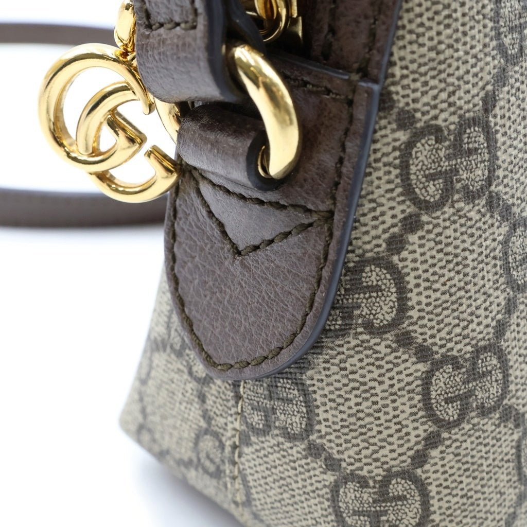 GUCCI(グッチ) GGスプリーム オフィディア ショルダーバッグ ベージュ×ブラウン PVC×レザー 499621 ゴールド金具 レディース