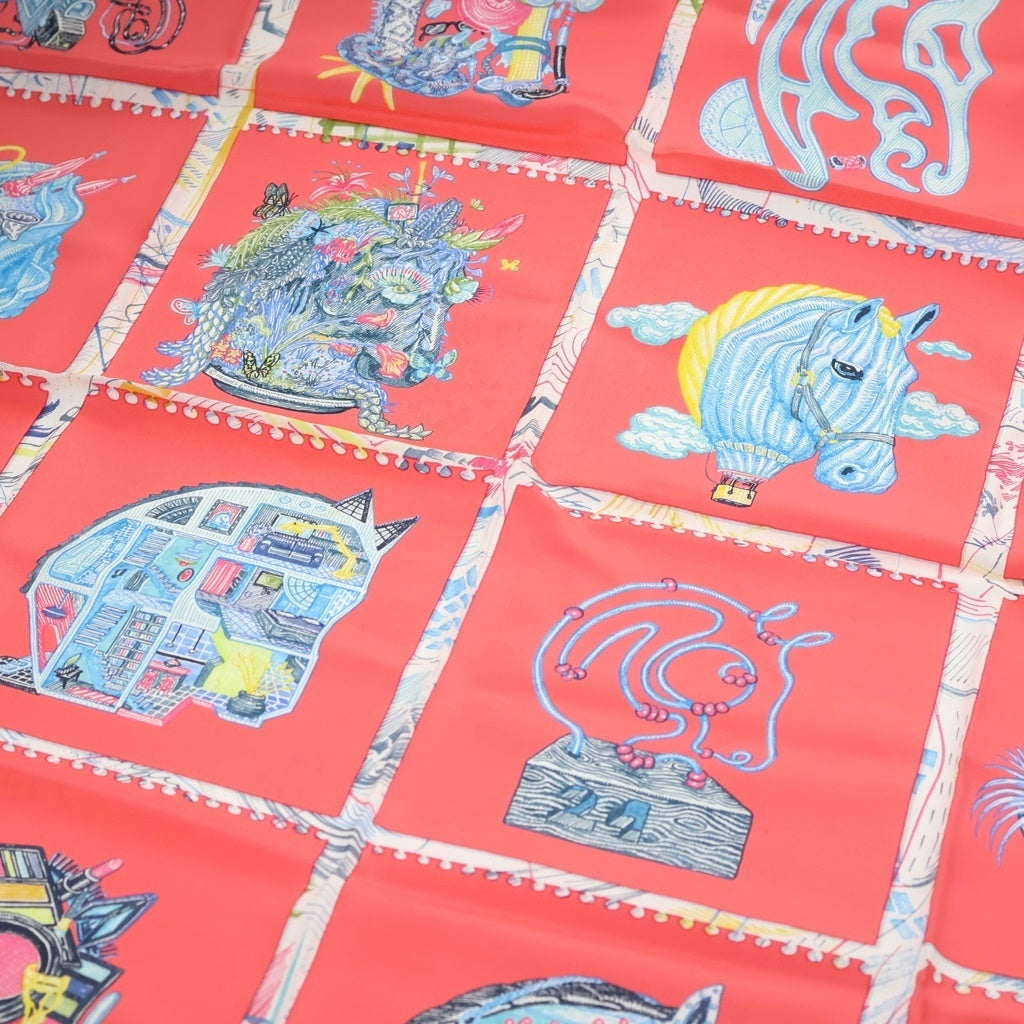 HERMES(エルメス) カレ90 CHEVALOSCOPE シュバロスコープ シルク ピンク レディース