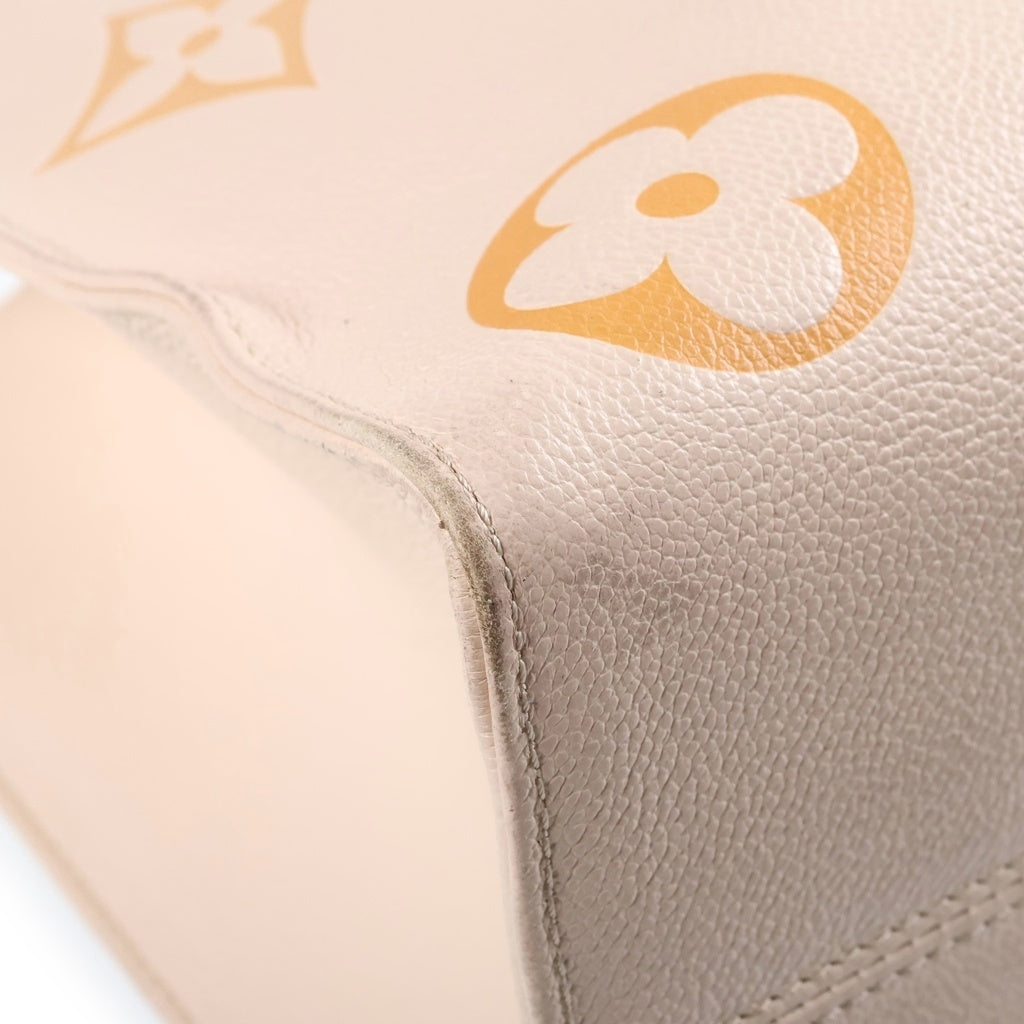 LOUIS VUITTON(ルイヴィトン) モノグラム・アンプラント オンザゴーMM ハンドバッグ クレームサフラン ベージュ レザー M45717 ゴールド金具 レディース