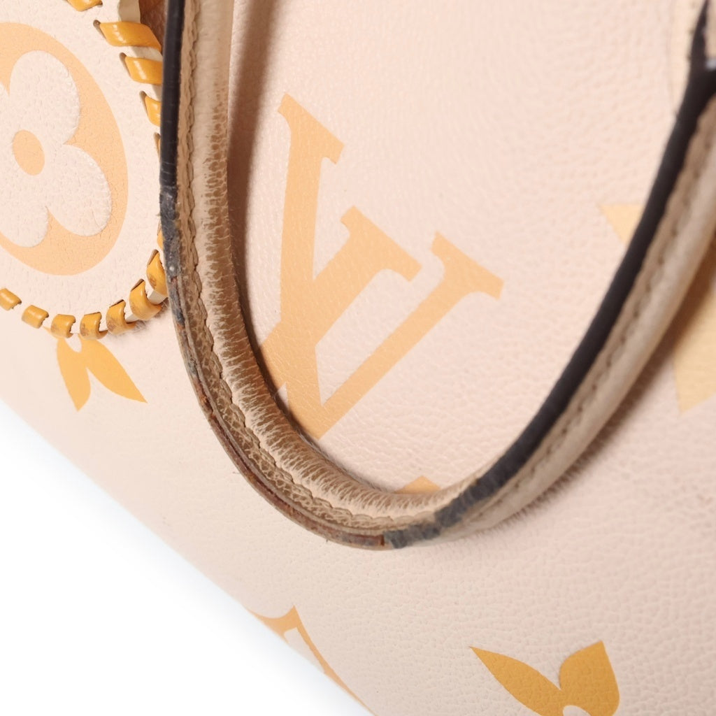 LOUIS VUITTON(ルイヴィトン) モノグラム・アンプラント オンザゴーMM ハンドバッグ クレームサフラン ベージュ レザー M45717 ゴールド金具 レディース
