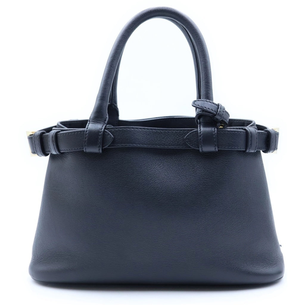 PRADA(プラダ) バックル ダブルベルト付 スモール ハンドバッグ 2WAY ソフトグレインレザー ブラック 1BA418 レディース