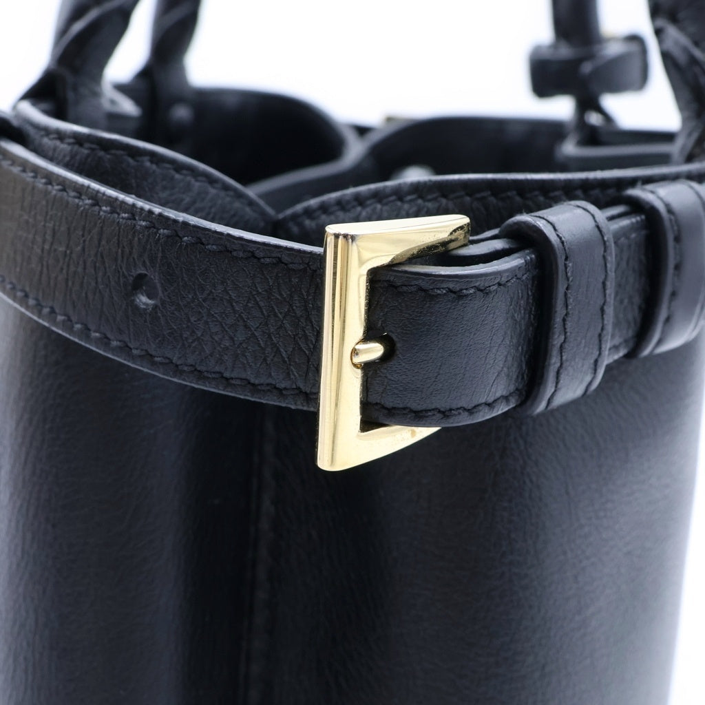 PRADA(プラダ) バックル ダブルベルト付 スモール ハンドバッグ 2WAY ソフトグレインレザー ブラック 1BA418 レディース