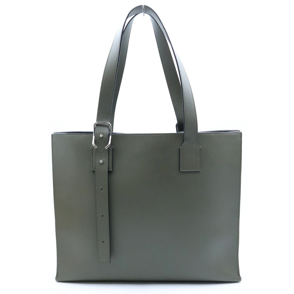 LOEWE(ロエベ) バックル ホリゾンタル トートバッグ ビジネスバッグ アナグラム カーキ グリーン クラシックカーフ B692K96X06 シルバー金具