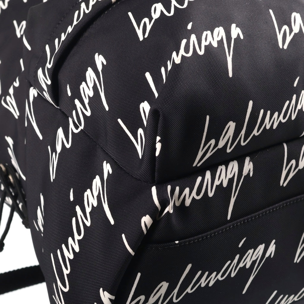 BALENCIAGA(バレンシアガ) ロゴ総柄リュックサック バックパック ブラック 507460 シルバー金具