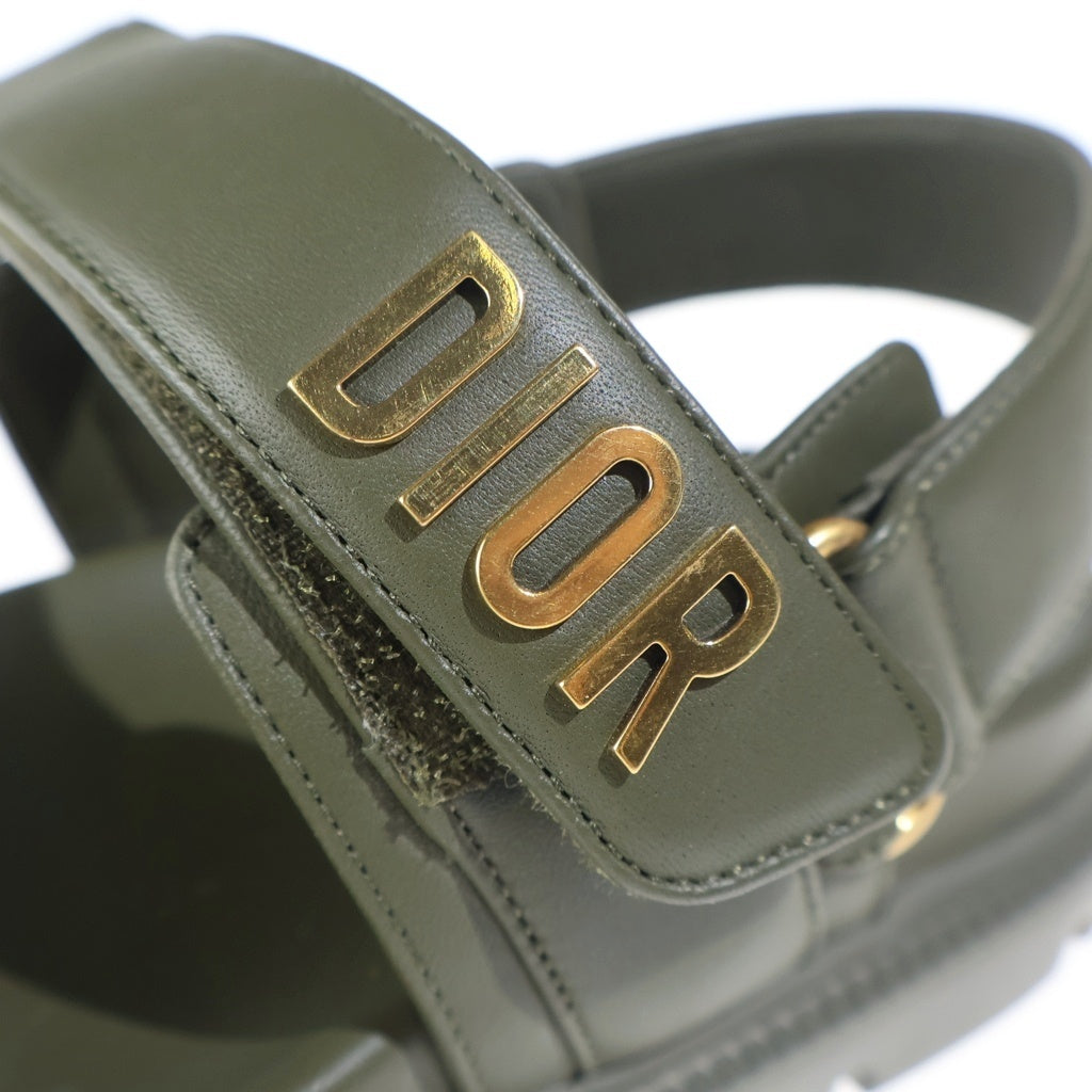 Christian Dior(クリスチャンディオール) DIORACT アクト ロゴ レザー スポーツ サンダル カーキ レディース
