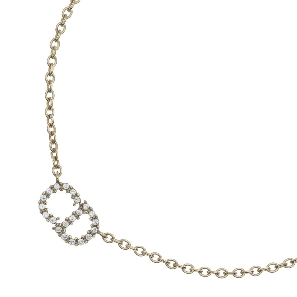 Christian Dior(クリスチャンディオール) CDロゴ クレールディーリュヌ ラインストーンネックレス ゴールド メタル