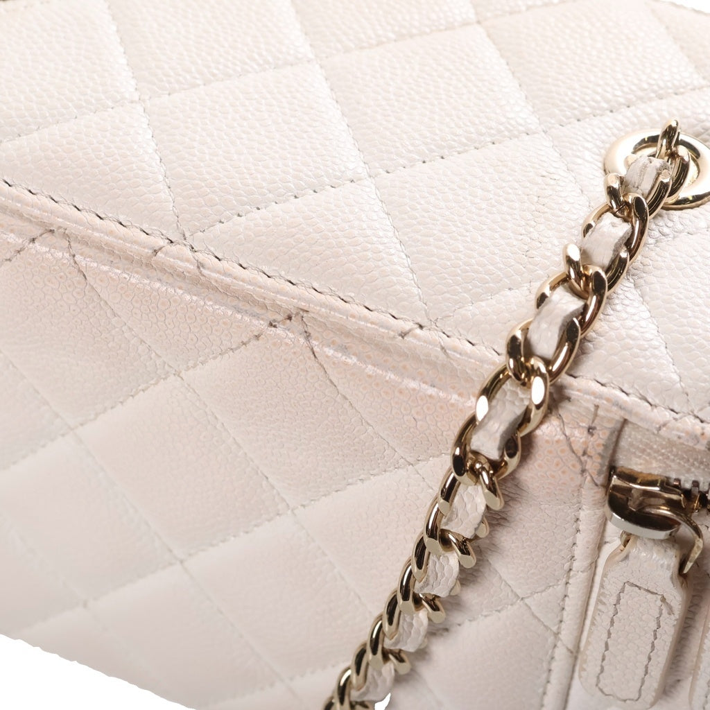 CHANEL(シャネル) ココマーク バニティ チェーンショルダーバッグ ホワイト キャビアスキン AP1341 ゴールド金具 レディース