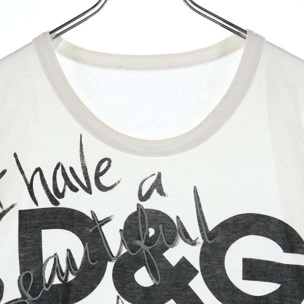 DOLCE & GABBANA(ドルチェアンドガッバーナ) ライティングロゴ 半袖Tシャツ カットソー コットン ホワイト レディース