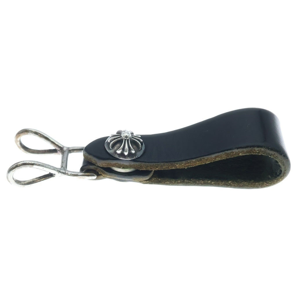 CHROME HEARTS(クロムハーツ) BELT LOOP クロスボールボタンレザーベルトループ シルバー/ブラック BCA397