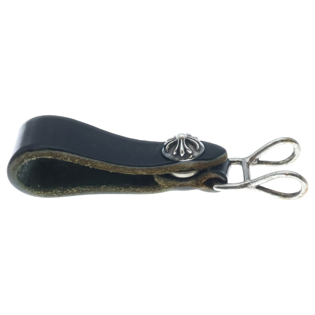 CHROME HEARTS(クロムハーツ) BELT LOOP クロスボールボタンレザーベルトループ シルバー/ブラック BCA397