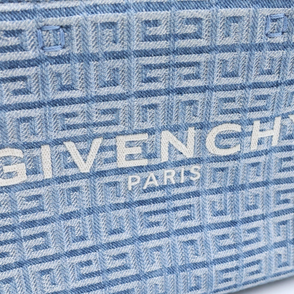 GIVENCHY(ジバンシィ) Gトート ミニ 2WAYハンドバッグ ショルダーバッグ ホワイト×ライトブルー レザー×デニム シルバー金具 レディース