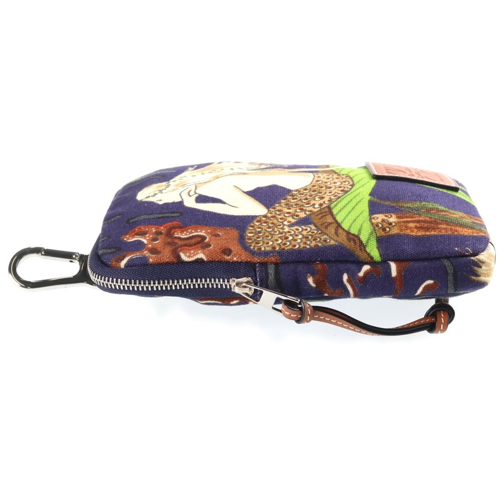 LOEWE(ロエベ) アナグラム マーメイド イビザ フォンポーチ ショルダーバッグ ネイビー×ベージュ キャンバス×レザー レディース