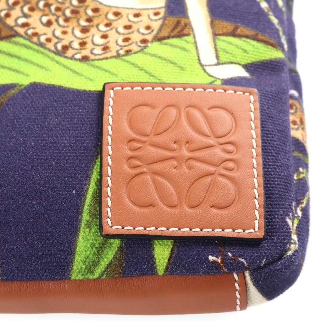 LOEWE(ロエベ) アナグラム マーメイド イビザ フォンポーチ ショルダーバッグ ネイビー×ベージュ キャンバス×レザー レディース