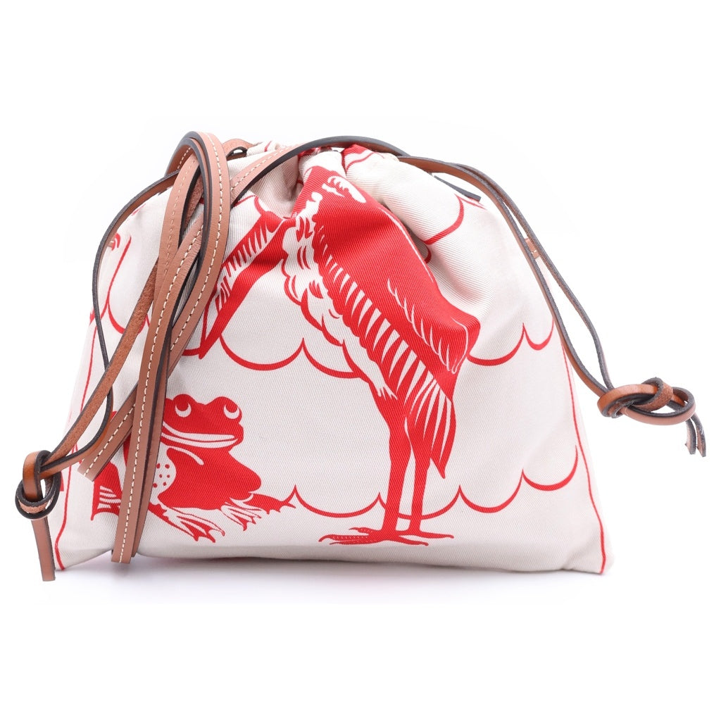LOEWE(ロエベ) ウィリアムドモーガン ドローストリングバッグ ショルダーバッグ ベージュ×レッド レザー レディース