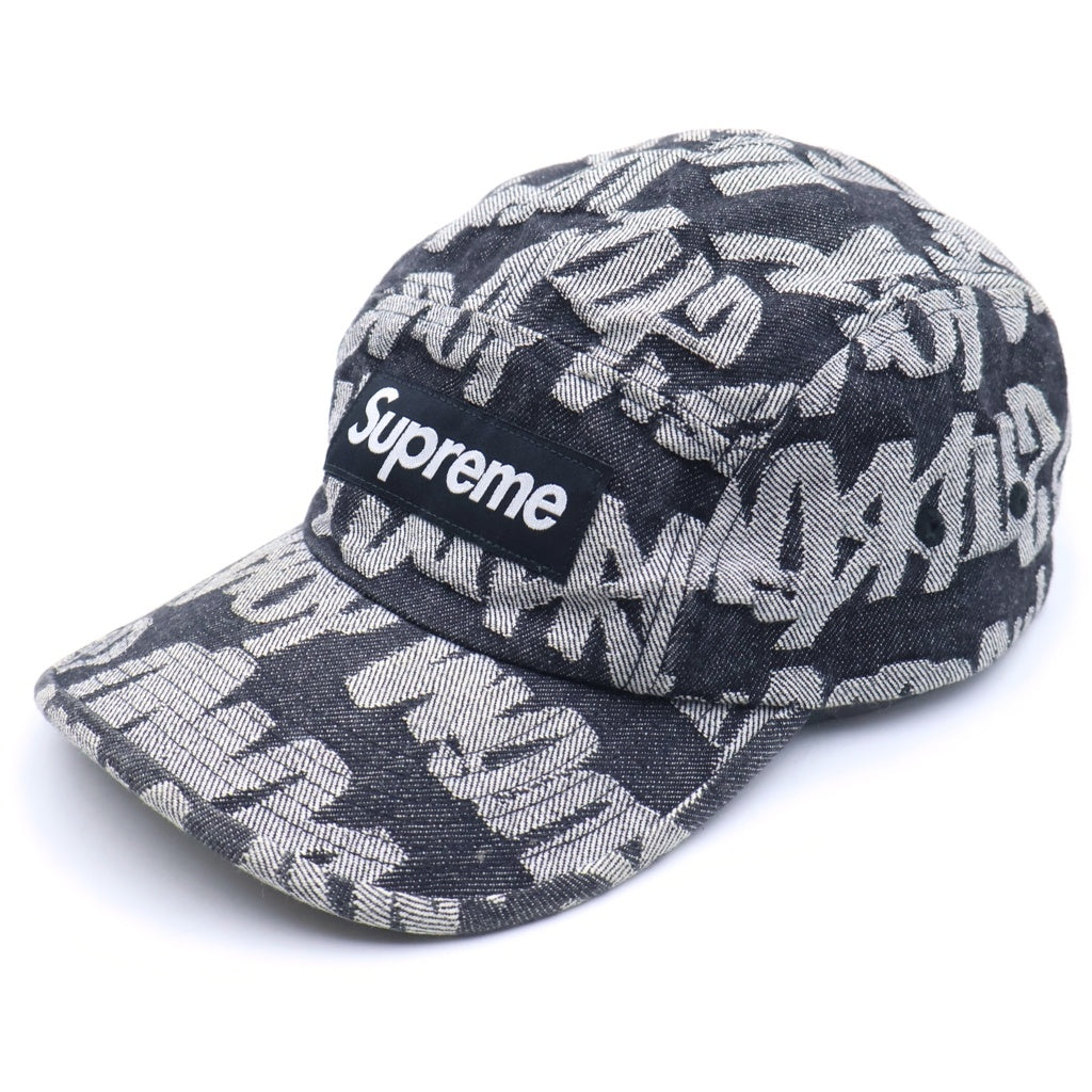 SUPREME(シュプリーム) Fat Tip Jacquard Denim Camp Cap ファット チップ ジャガード デニム キャンプ キャップ 帽子 コットン グレー