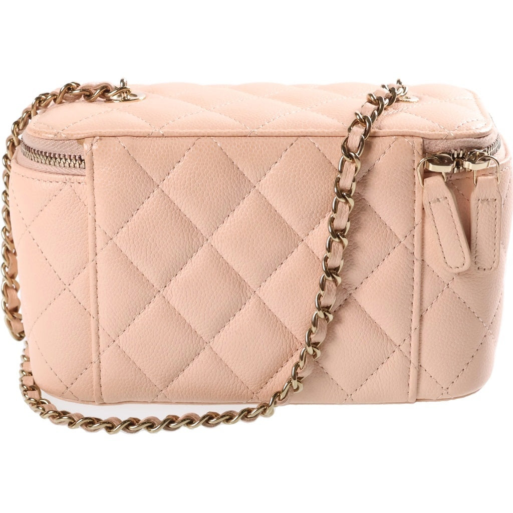 CHANEL(シャネル) バニティ ショルダーバッグ キャビアスキン ピンクベージュ ゴールド金具 レディース