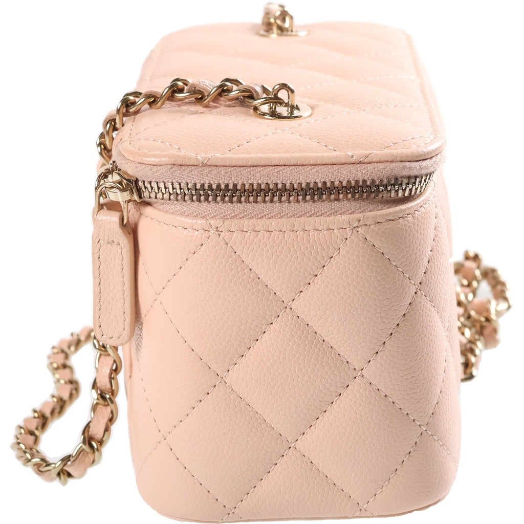 CHANEL(シャネル) バニティ ショルダーバッグ キャビアスキン ピンクベージュ ゴールド金具 レディース