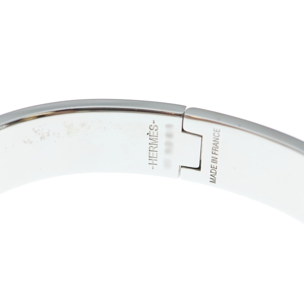 HERMES(エルメス) Hクリック バングル ブレスレット ブラック×シルバー シルバー金具 レディース