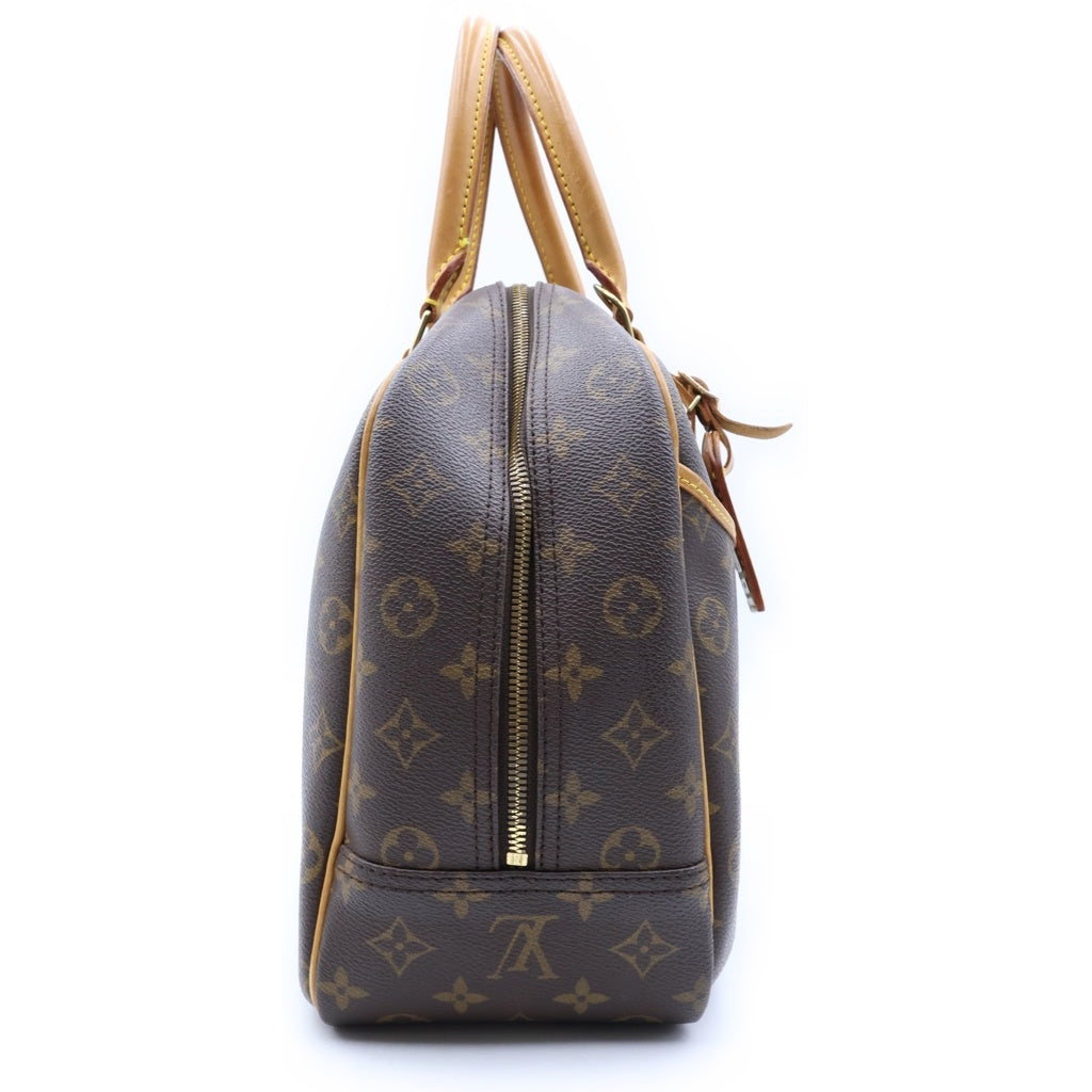 LOUIS VUITTON(ルイヴィトン) モノグラム ドーヴィル ハンドバッグ ブラウン レザー×PVC M47270 ゴールド金具 レディース