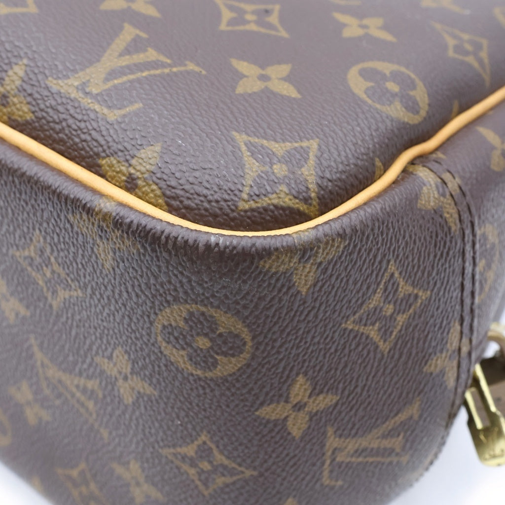 LOUIS VUITTON(ルイヴィトン) モノグラム ドーヴィル ハンドバッグ ブラウン レザー×PVC M47270 ゴールド金具 レディース