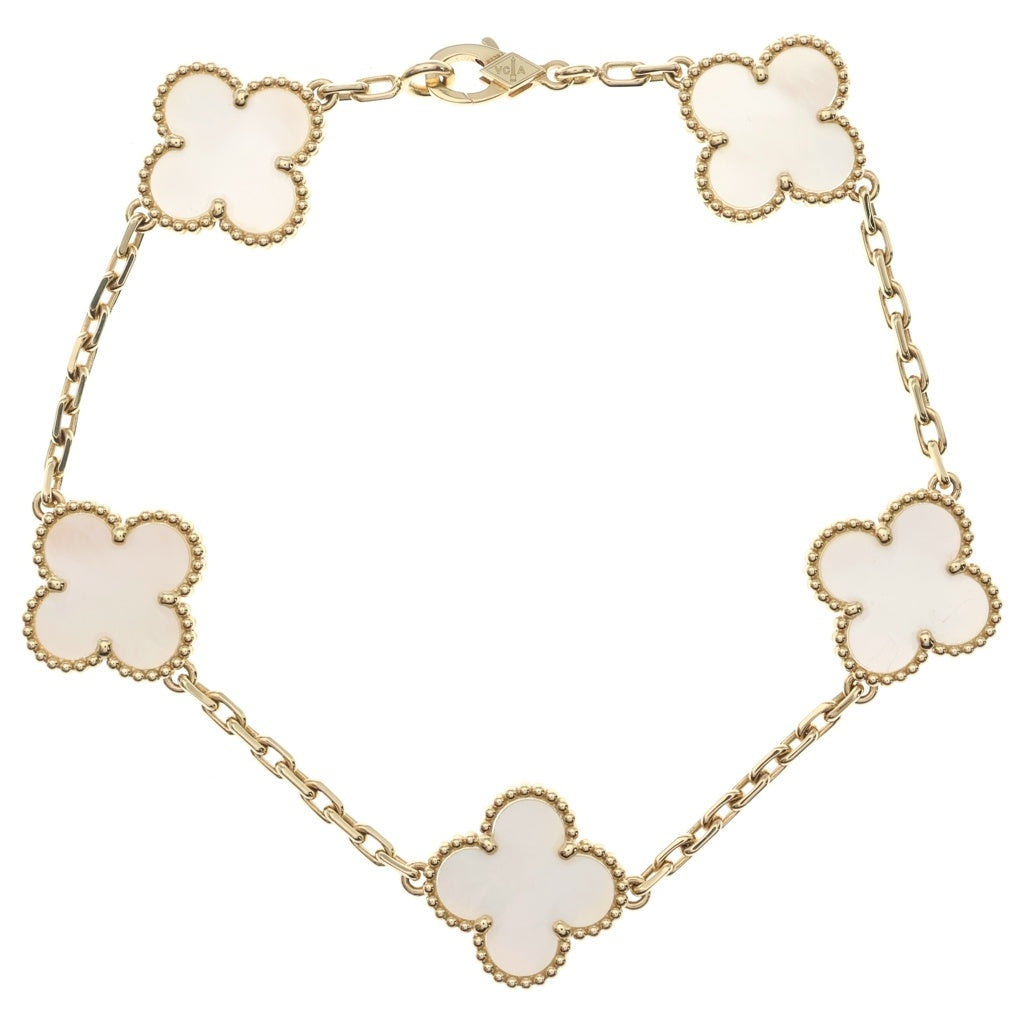 Van Cleef & Arpels(ヴァンクリーフアンドアーペル) ヴィンテージアルハンブラ マザーオブパール 5P ブレスレット Au750YG VCARA41800 レディース