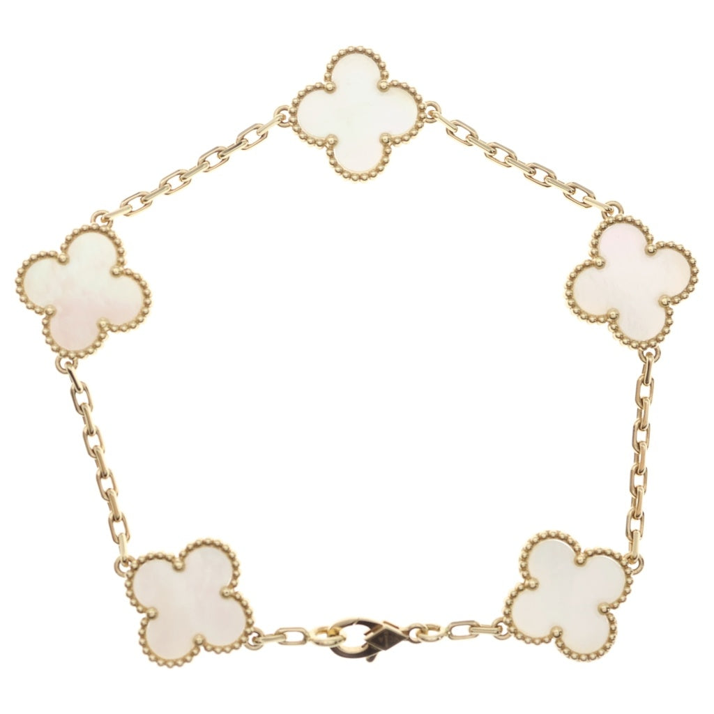 Van Cleef & Arpels(ヴァンクリーフアンドアーペル) ヴィンテージアルハンブラ マザーオブパール 5P ブレスレット Au750YG VCARA41800 レディース