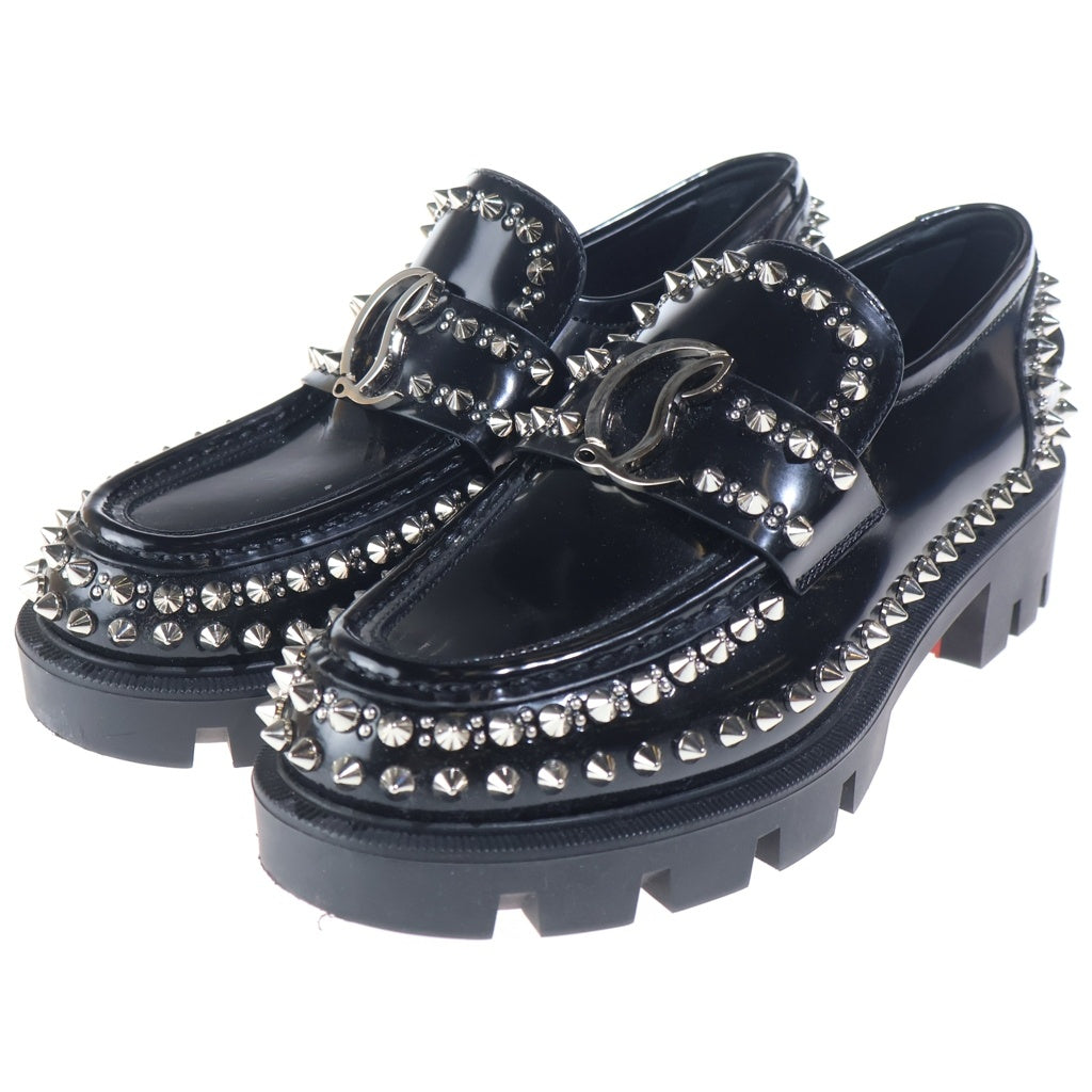 CHRISTIAN LOUBOUTIN(クリスチャンルブタン) MOC LUG SPIKBS FLAT スパイクスタッズ ローファー レザーシューズ ブラック レディース