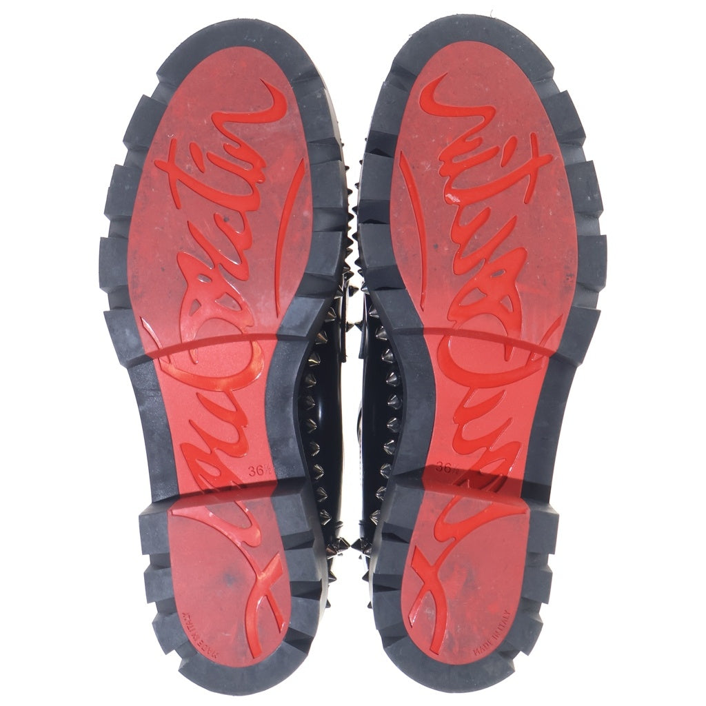 CHRISTIAN LOUBOUTIN(クリスチャンルブタン) MOC LUG SPIKBS FLAT スパイクスタッズ ローファー レザーシューズ ブラック レディース