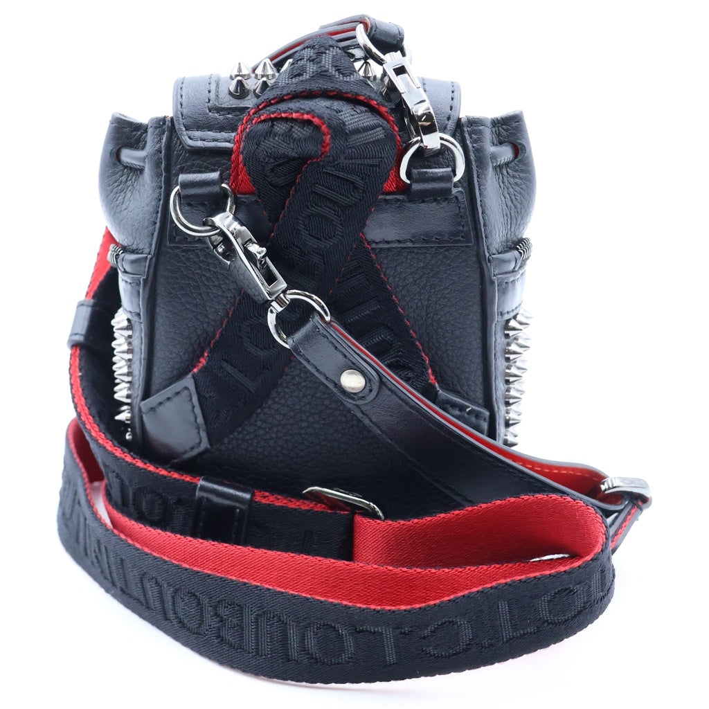 CHRISTIAN LOUBOUTIN(クリスチャンルブタン) ファンクスタッズ エクスプローラー ポーチ リュック ブラック×レッド レディース