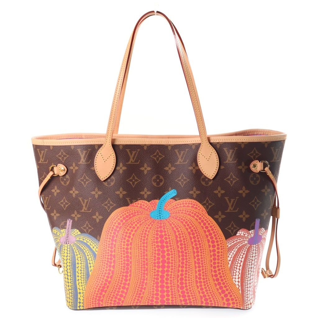 LOUIS VUITTON(ルイヴィトン) LV×YK モノグラム パンプキン ネヴァーフルMM ハンドバッグ トートバッグ ブラウン レザー×PVC M46468 ゴールド金具 レディース