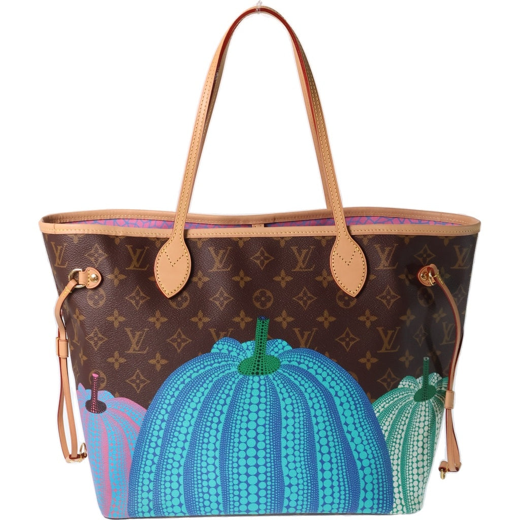 LOUIS VUITTON(ルイヴィトン) LV×YK モノグラム パンプキン ネヴァーフルMM ハンドバッグ トートバッグ ブラウン レザー×PVC M46468 ゴールド金具 レディース