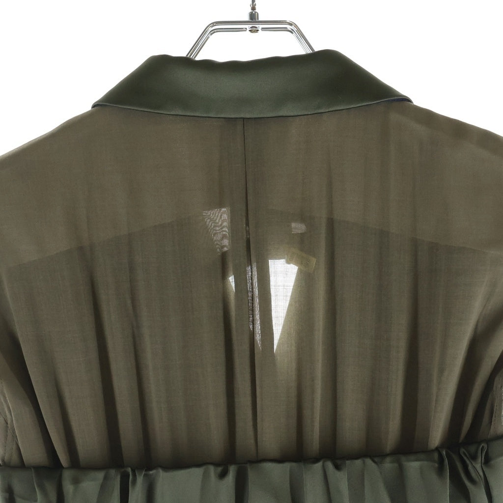 Sacai(サカイ) Suiting Dress スーチングドレス ドッキング バックギャザー ワンピース カーキ グリーン 21-05522 レディース