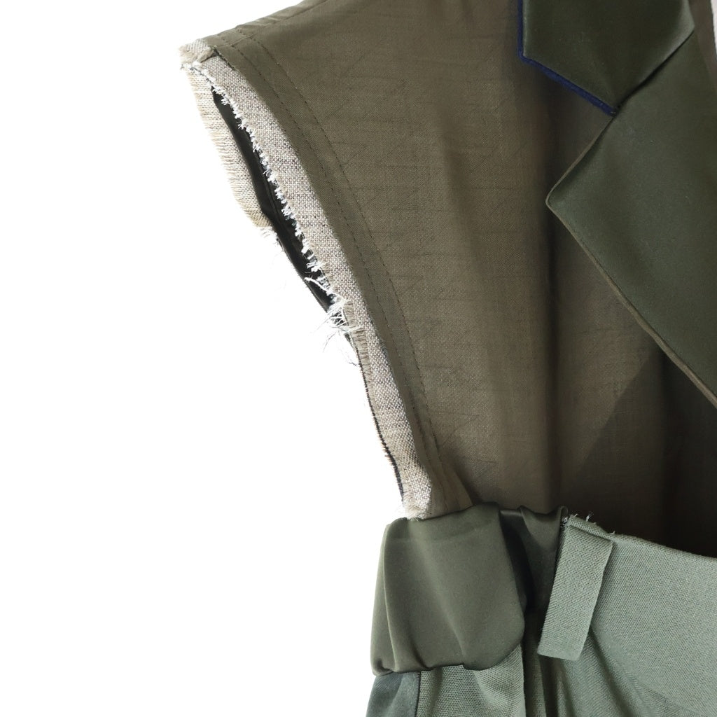 Sacai(サカイ) Suiting Dress スーチングドレス ドッキング バックギャザー ワンピース カーキ グリーン 21-05522 レディース