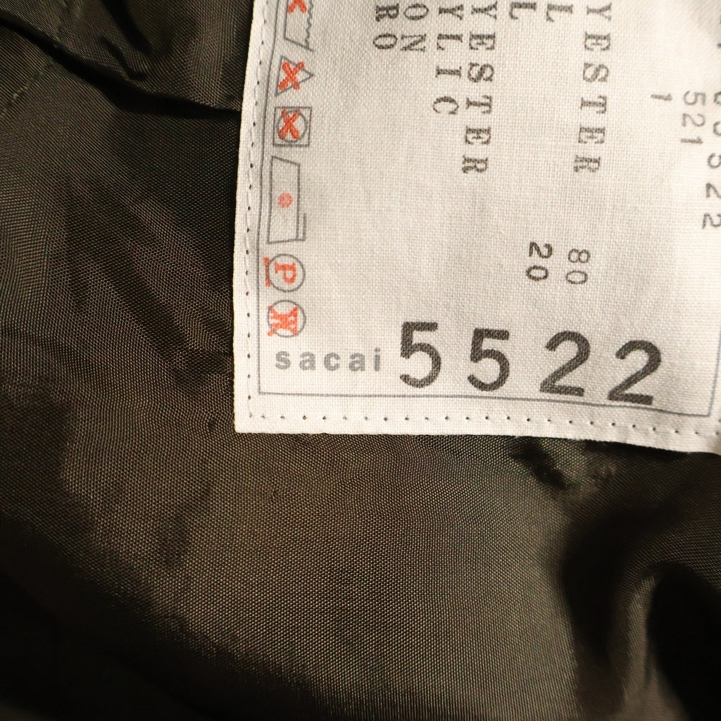 Sacai(サカイ) Suiting Dress スーチングドレス ドッキング バックギャザー ワンピース カーキ グリーン 21-05522 レディース