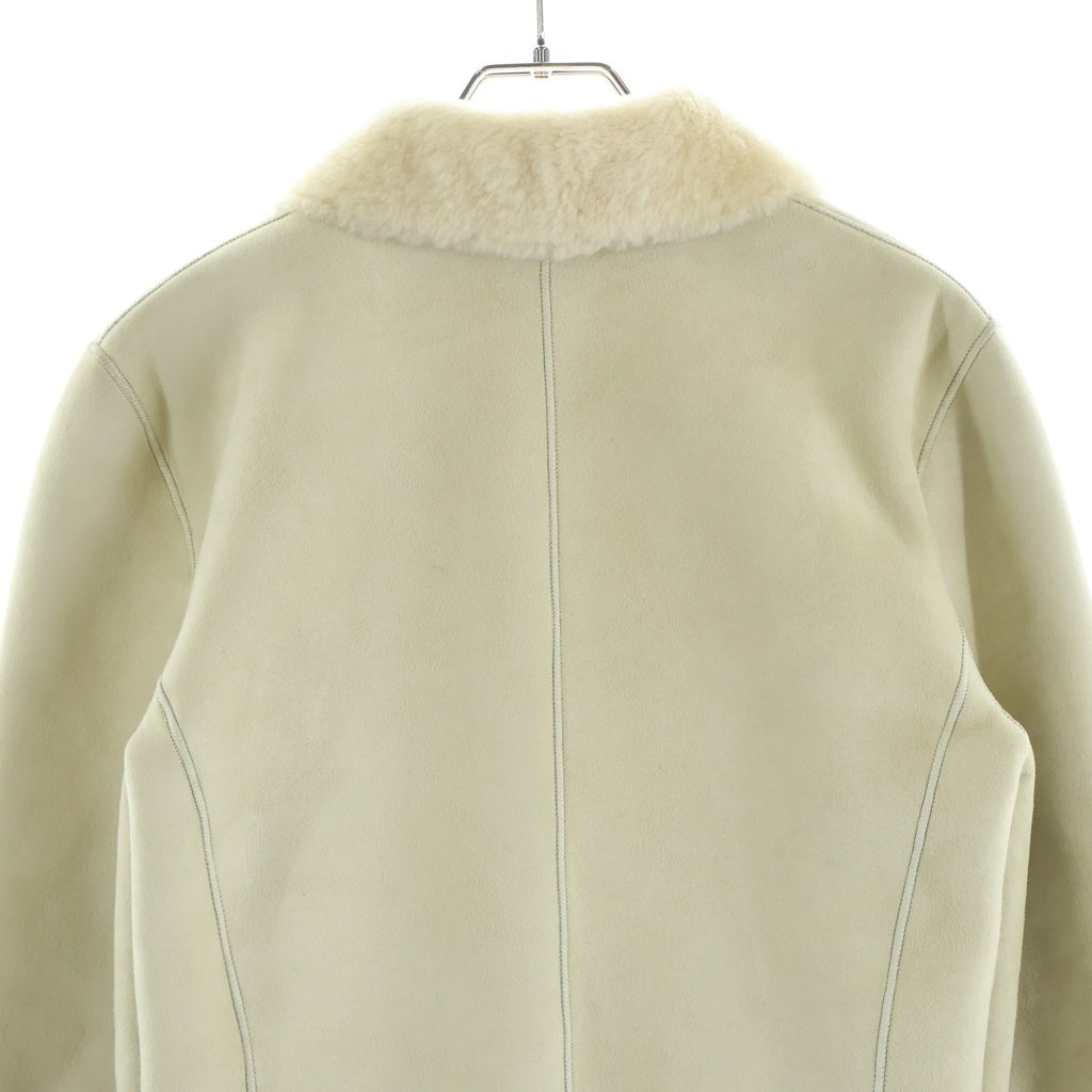 LOEWE(ロエベ) ムートン シアリング スエードレザー 2B ショールカラー テーラード ジャケット アイボリー レディース