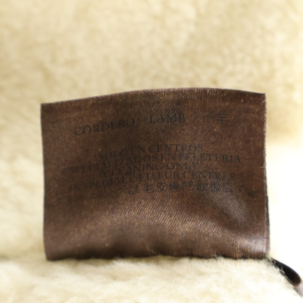 LOEWE(ロエベ) ムートン シアリング スエードレザー 2B ショールカラー テーラード ジャケット アイボリー レディース