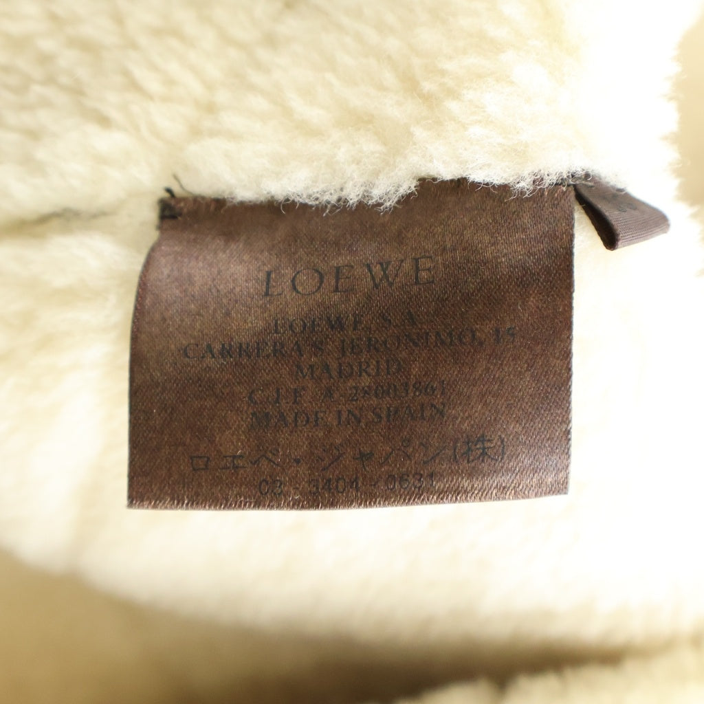 LOEWE(ロエベ) ムートン シアリング スエードレザー 2B ショールカラー テーラード ジャケット アイボリー レディース