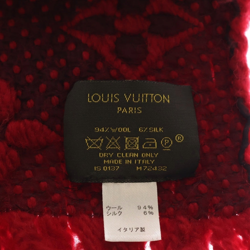 LOUIS VUITTON(ルイヴィトン) エシャルプ ロゴマニア モノグラム シルク混 ウール マフラー レッド M72432 レディース