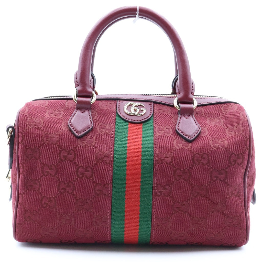 GUCCI(グッチ) オフィディア ミニボストンバッグ ハンドバッグ レッド レザー×キャンバス 772061 レディース