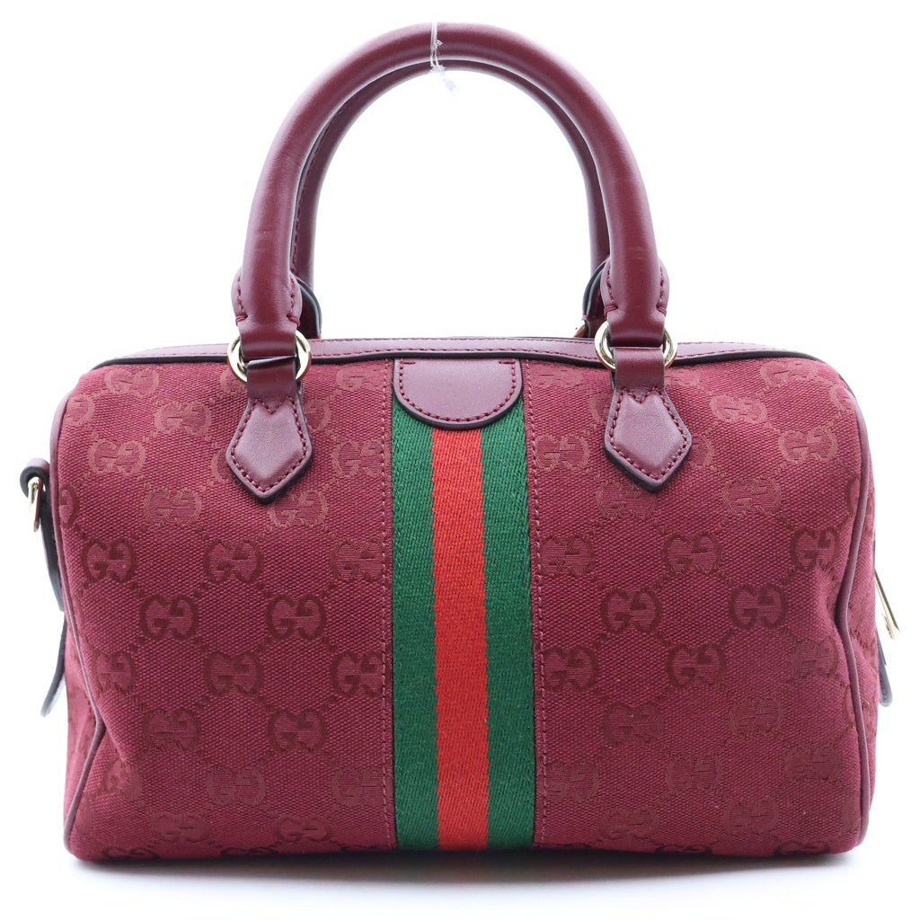 GUCCI(グッチ) オフィディア ミニボストンバッグ ハンドバッグ レッド レザー×キャンバス 772061 レディース
